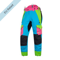 英國 Arbortec 通風型鏈鋸防護褲 AT4062(EU) Vented Chainsaw Trousers Design A Class 1 - Aqua Multi | 湖水藍多色拼接 (EU認證)